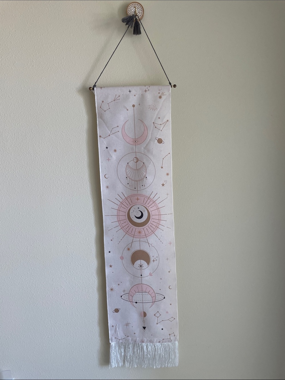 Pink and Gold Celestial Wall Tapestry - Boho Home Wall Decor